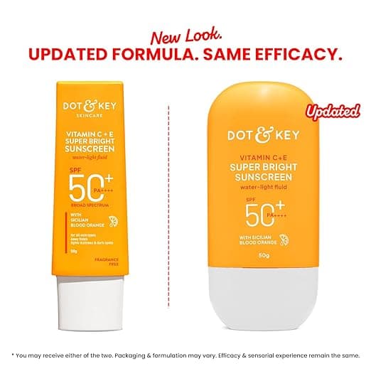 Dot & Key Vitamin C + E Super Bright Sunscreen In-Vivo Tested SPF 50+ PA++++ With New-Age UV Filters, Water-Light Fluid, Boosts Glow, Reduces Dullness & Dark Spots, Checks Tanning, No White Cast| 50G,Pack Of 1 6