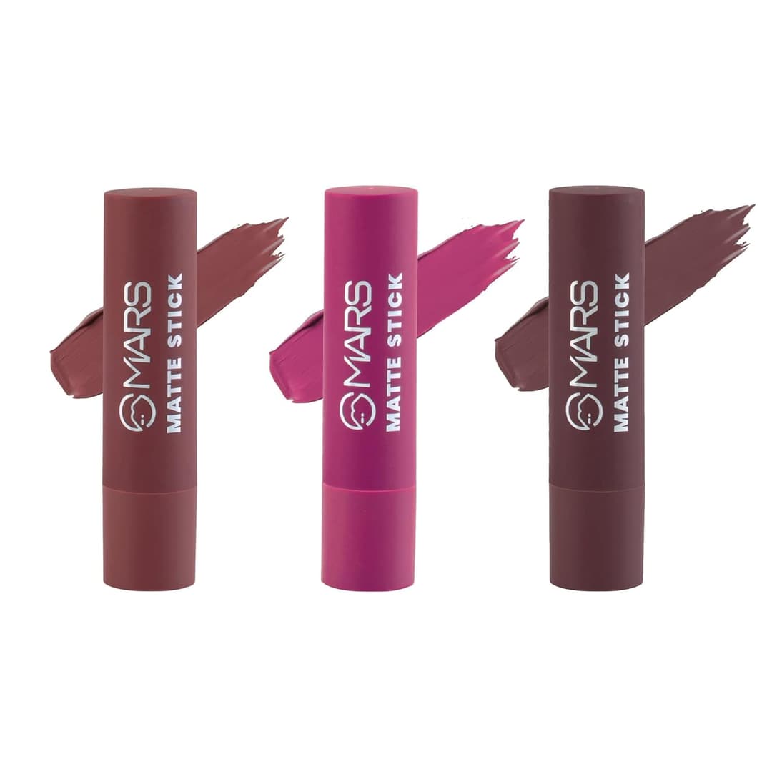 MARS Matte Box Set of 3 Lipsticks for Women | Long-Lasting | Smooth Finish | Moisturizing | One Swipe Pigmentation 3x3.2 gm 06-All Rounder 8