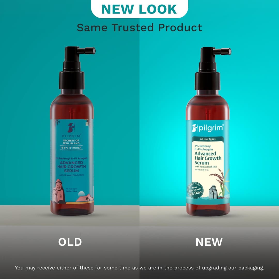 Pilgrim Redensyl 3% + Anagain 4% Advanced Hair Growth Serum (100ml) with Korean Black Rice, Controls Hair Fall, Stimulates Hair Growth, Increase Hair Density | HairGrowth Serum for Men & Women 5