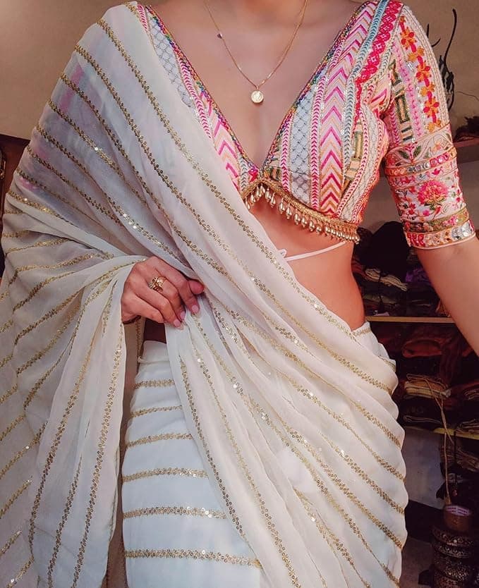 Elegant Georgette Saree for Women with Embroidered Blouse Piece | Soft Silk Saree for Women | Banarasi | Kanjivaram |Traditional Indian Ethnic Dress
