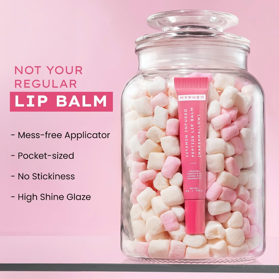 Hyphen Vitamin Infused Tinted Lip Balm | Brightens & Reduces Dark Lips & Pigmentation | 1% Vitamin E, Peptide & 2% Squalane | Winter Lip Care| 24H Moisturization for Dry & Chapped Lips | 10g 5