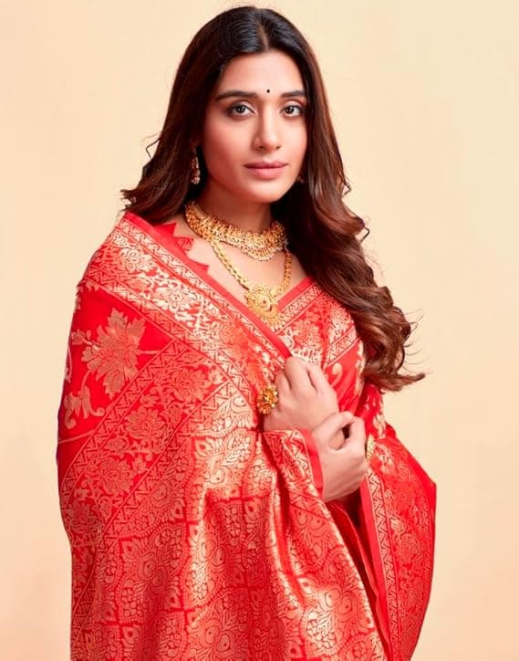 Women's Pure Kanjivaram Silk Saree Banarasi Silk Saree With Blouse Piece 4