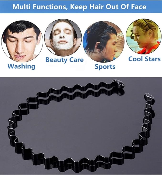 2 Pcs Metal Headband for Boys Men, Unisex Hair Band Headbands, Hair Band 3