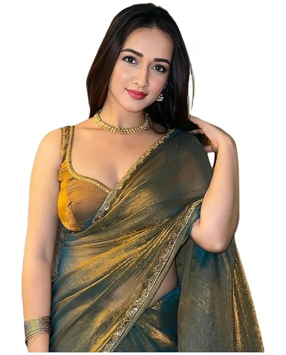 Women's Soft Fandy Silk Saree With Hand Work Lace Boarder & Comes With Unstitched Blouse Piece (Chhaava) 1