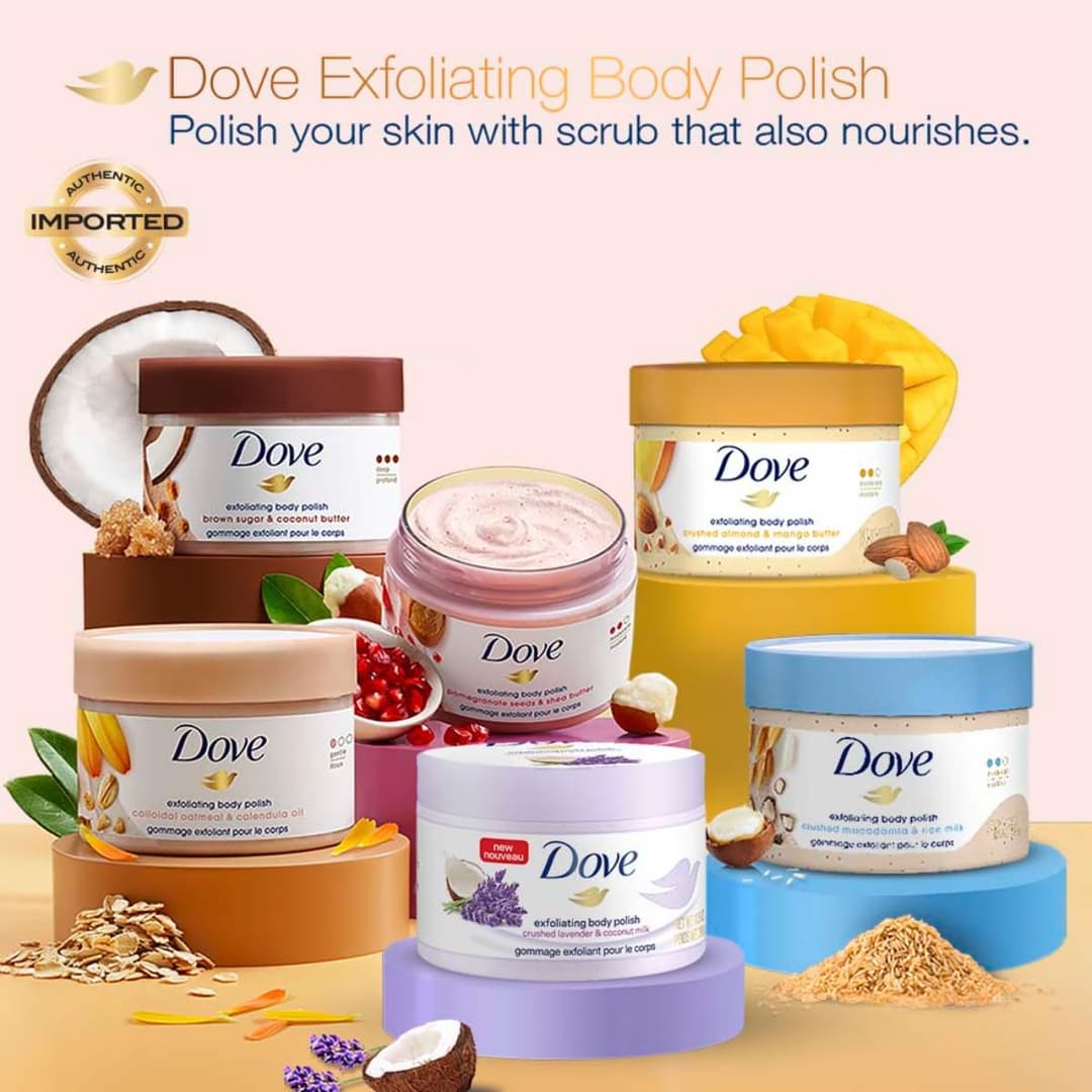 Dove Exfoliating Body Polish Body Scrub Crushed Lavender & Coconut Milk 10.5 oz 298gm 6