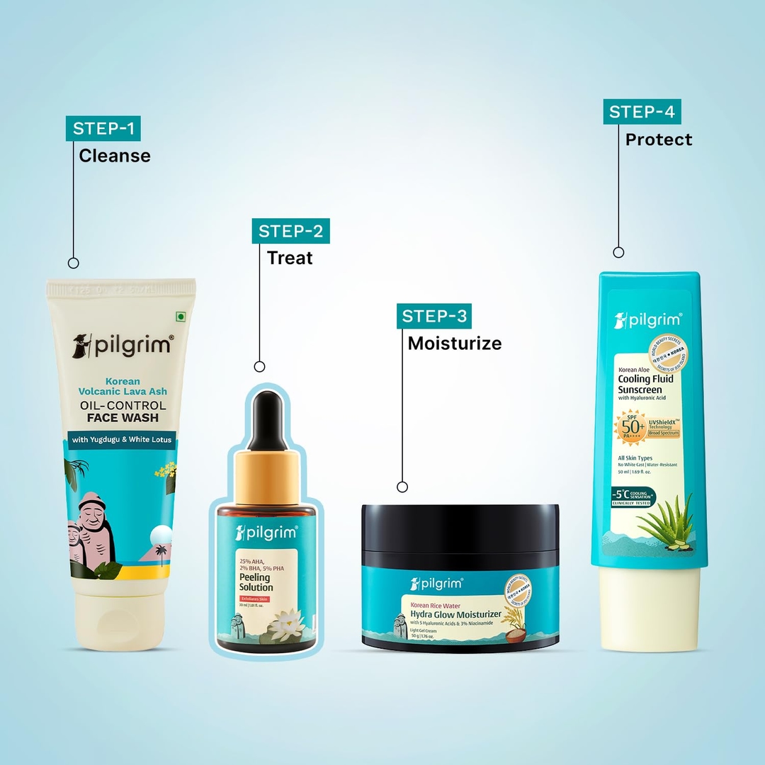 Pilgrim 25% AHA + 2% BHA + 5% PHA Peeling Solution 30ml For Face & Body |10-Minute Facial At Home|Gentle Exfoliating Serum for Tan Removal |For Glowing Skin, Even Skin Tone, Pore Cleansing |Men, Women 5