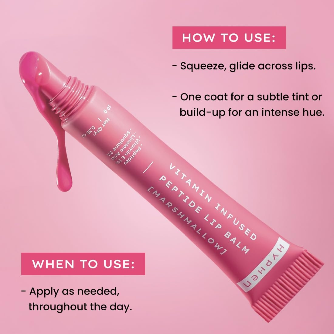 Hyphen Vitamin Infused Tinted Lip Balm | Brightens & Reduces Dark Lips & Pigmentation | 1% Vitamin E, Peptide & 2% Squalane | Winter Lip Care| 24H Moisturization for Dry & Chapped Lips | 10g 7