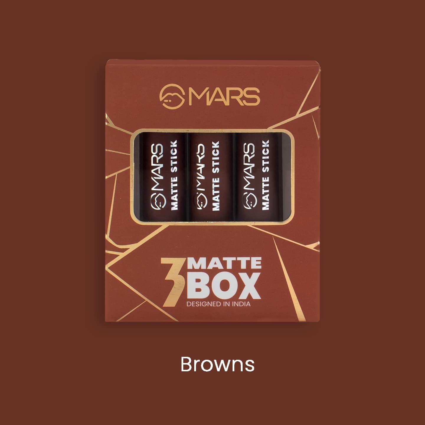 MARS Matte Box Set of 3 Lipsticks for Women | Long-Lasting | Smooth Finish | Moisturising | One Swipe Pigmentation | 3x3.2 gm 04-Brown 6