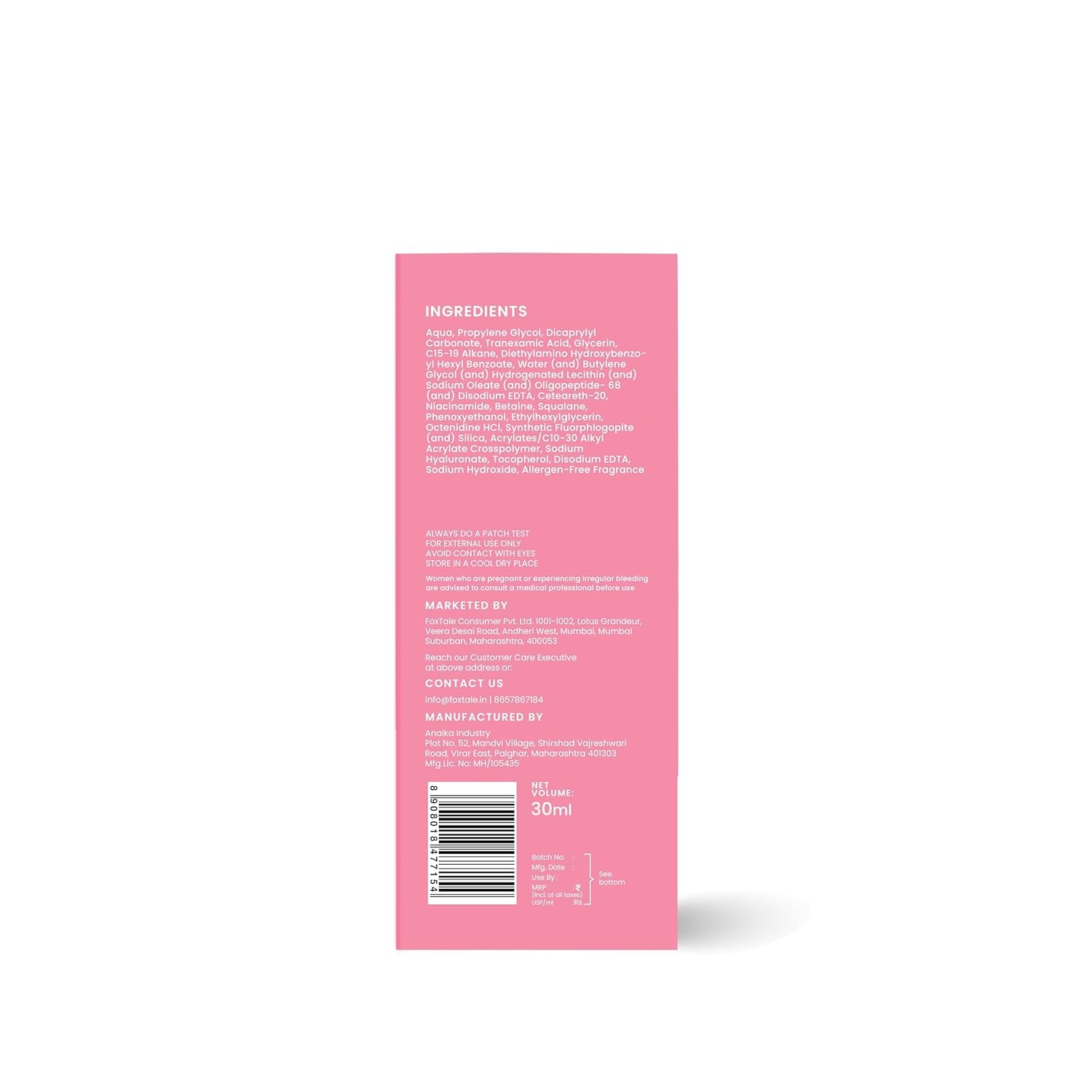 Foxtale Milky Way Rapid Spot Reduction Serum with 3% Tranexamic Acid Serum & Niacinamide 8