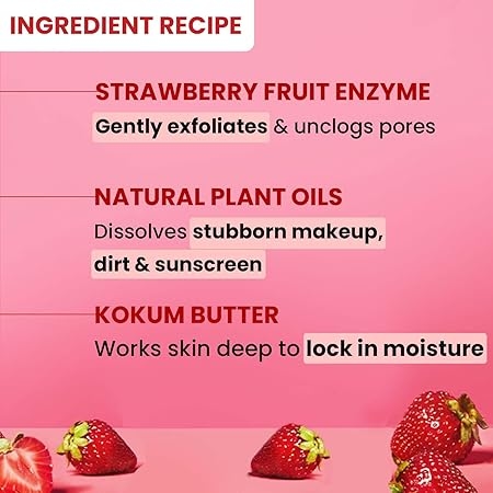 Dot & Key Strawberry Dew Cleansing Balm | For Clean, Smooth & Dewy Skin | Makeup Remover Balm |Non Greasy Makeup Cleanser Face Scrub | Cleanses Dirt, Makeup & Sunscreen | For All Skin Types | 70ml 5
