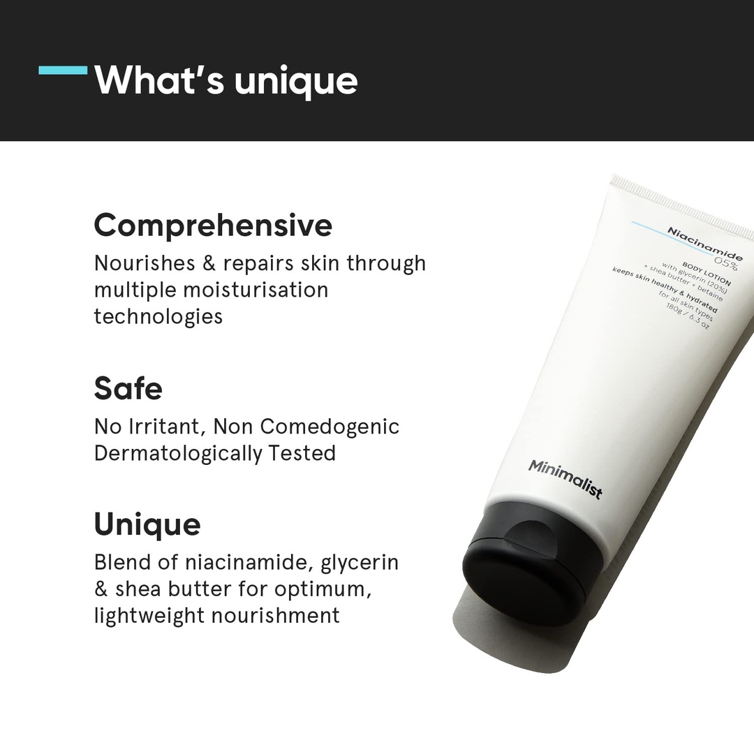 Minimalist Niacinamide 5% Body Lotion | Repairs Skin Barrier | Nourishes With Shea Butter | For Men & women - 180 gm 3