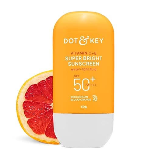 Dot & Key Vitamin C + E Super Bright Sunscreen In-Vivo Tested SPF 50+ PA++++ With New-Age UV Filters, Water-Light Fluid, Boosts Glow, Reduces Dullness & Dark Spots, Checks Tanning, No White Cast| 50G,Pack Of 1 1