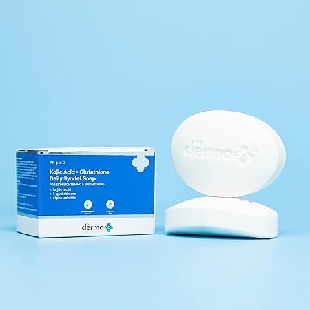 The Derma Co Kojic Acid + Glutathione Daily Syndet Soap with L-Glutathione & Alpha Arbutin | Reduces Dark Spots, Pigmentation & Blemishes | Brightens Skin | For Men & Women | 75 g x 2 2