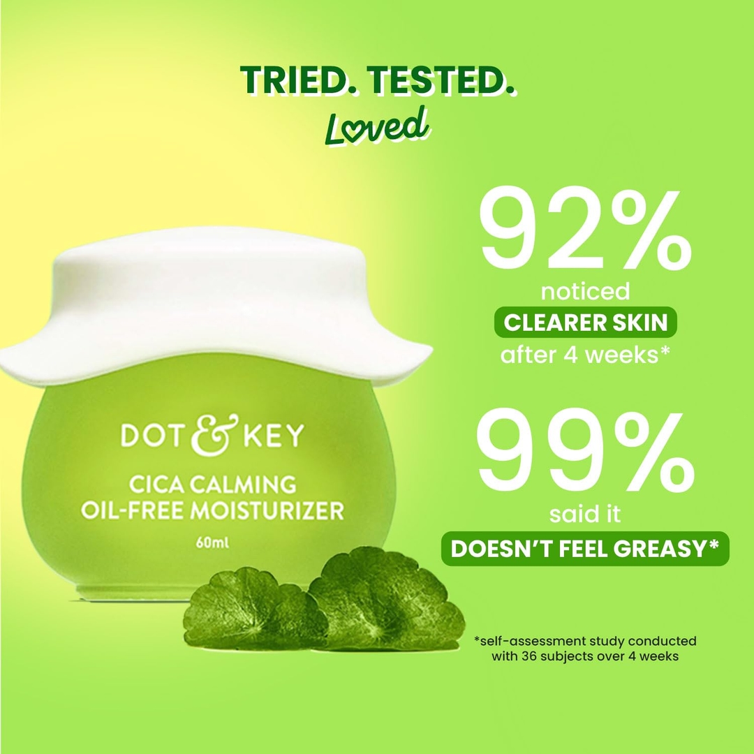 Dot & Key Niacinamide & Cica(Centella)Oil-Free Face Moisturizer for Calm,Acne Free Hydrated Skin|Fades Acne Scar & Dark Spots,Soothes Redness & Irritation|For Oily,Acne Prone & Sensitive Skin|60ml Jar 4