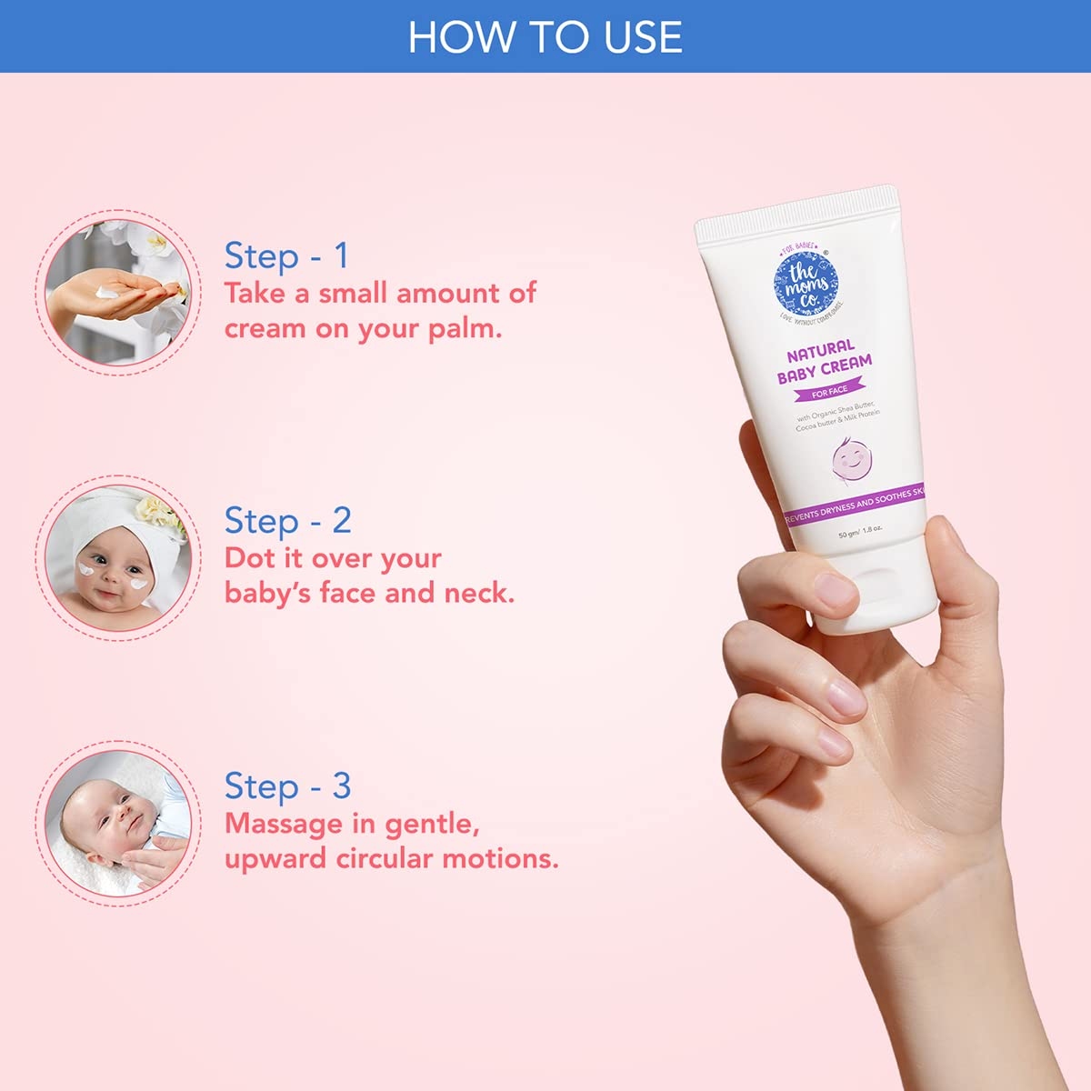 The Moms Co. Baby Cream for Face, Baby Moisturizer Cream with Shea Butter and Organic Jojoba Oil, Gentle Baby Skincare 3