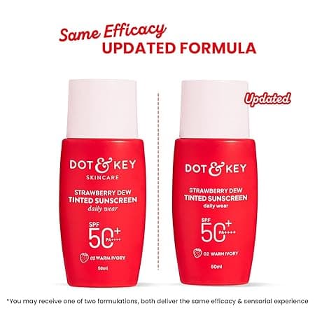 Dot & Key Strawberry Dew Tinted Sunscreen In-Vivo Tested SPF 50+ PA++++ With New-Age UV Filters, Brightens & Protects Skin, Ultra-light, Blends Easily, With Niacinamide, Natural Finish, Non-Sticky | 50ml 1