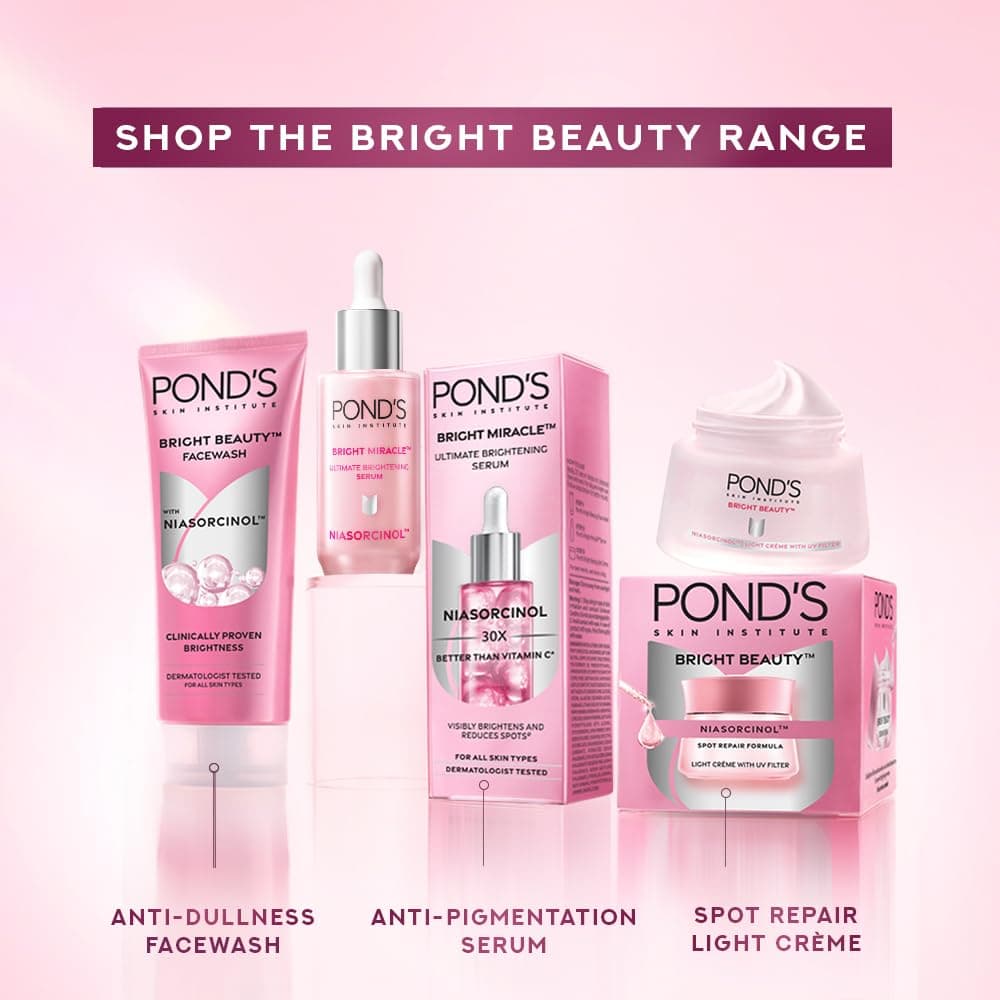 Pond's Bright Beauty Light Cream with UV Filter | Niasorcinol | 100x Better than Vitamin C | Niacinamide | Fades Dark Spots, Brightens Skin, 35g 5
