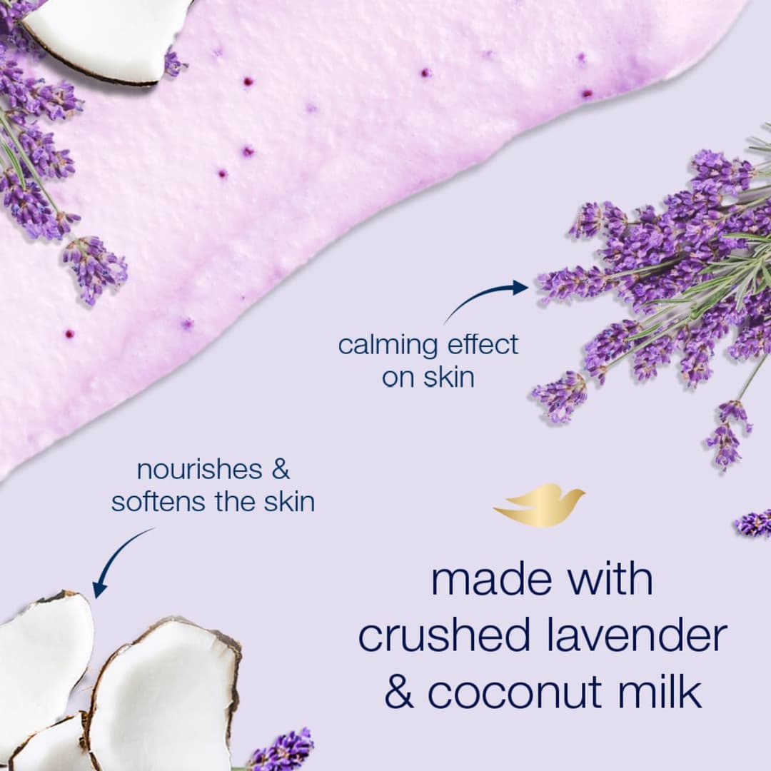 Dove Exfoliating Body Polish Body Scrub Crushed Lavender & Coconut Milk 10.5 oz 298gm 2