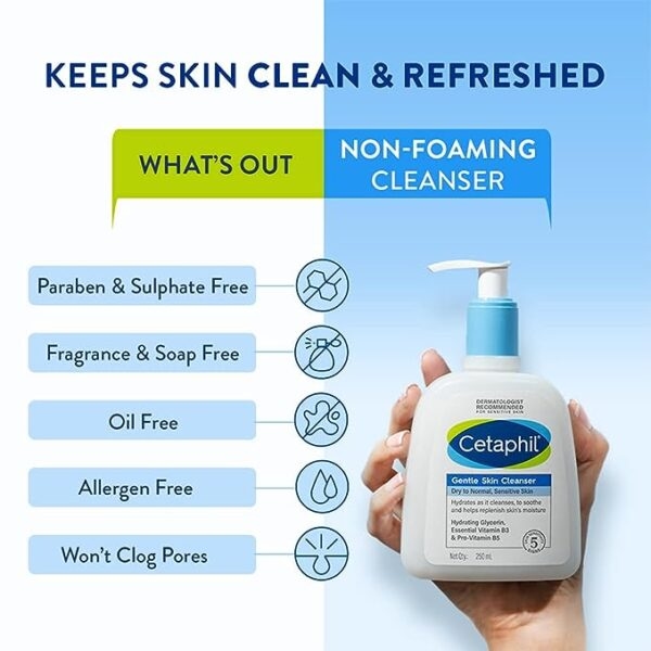 Cetaphil Gentle Skin Cleanser for Dry to Normal - 250 ml, Best Face Wash by Cetaphil for Sensitive Skin 4