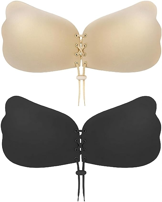 strapless adhesive push-up bra featuring a drawstring butterfly- 3