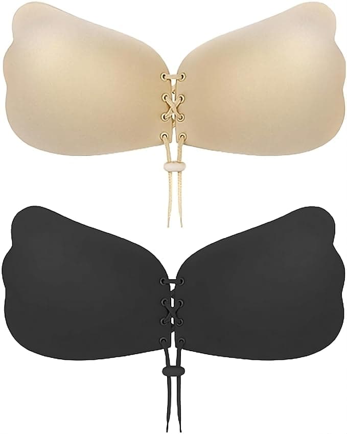 strapless adhesive push-up bra featuring a drawstring butterfly- 2