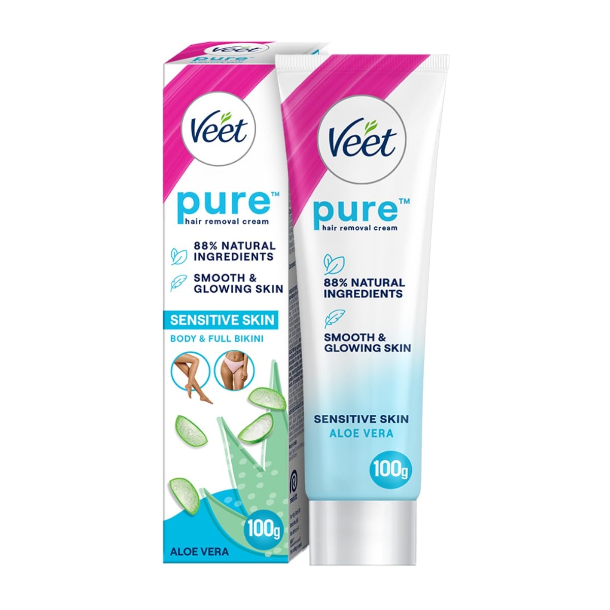 ReckittVeet Hair Removal Cream with Aloe Vera and Vitamin E for Sensitive Skin - 100g 1