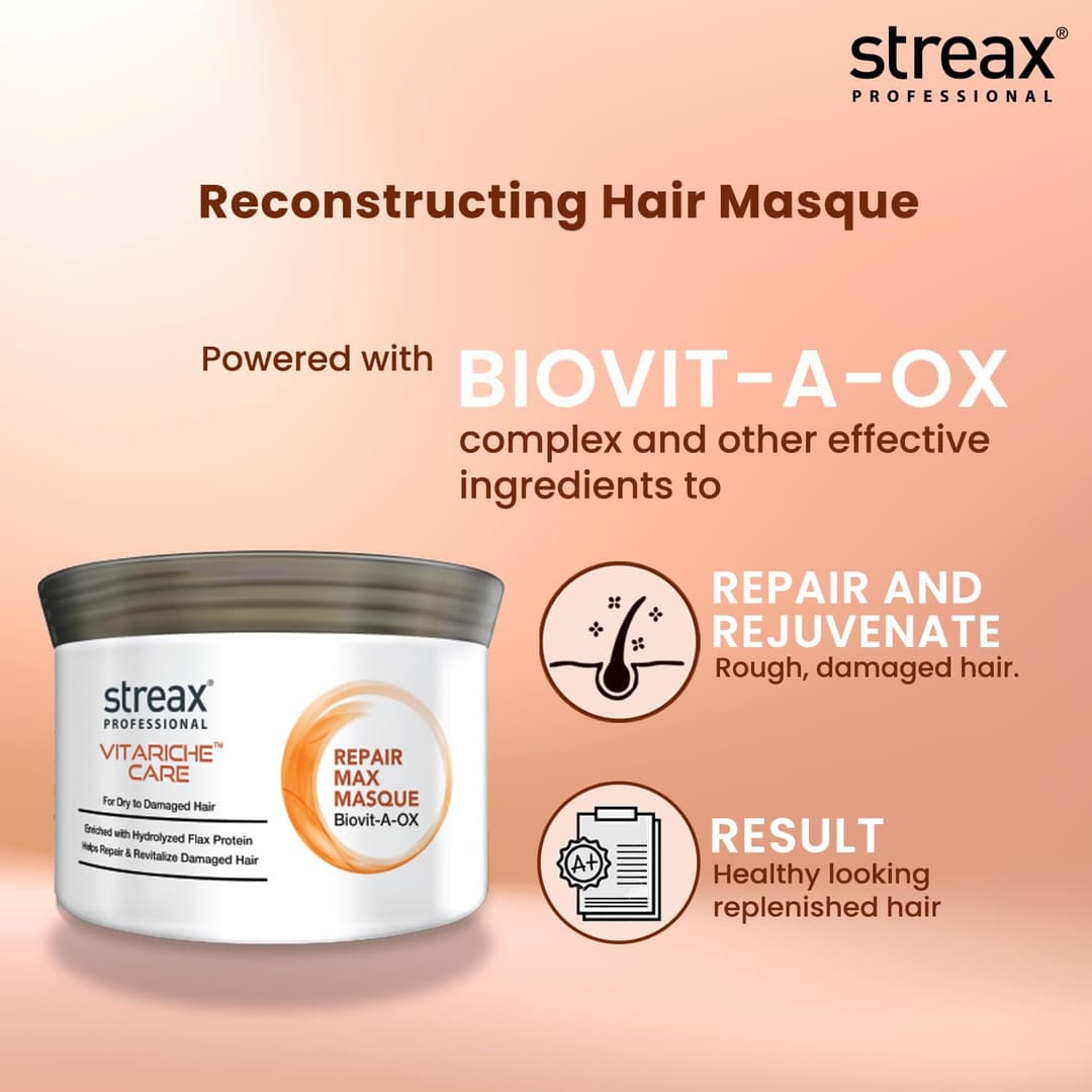 Streax Professional Vitariche Care Repair Max Masque - 500g 8