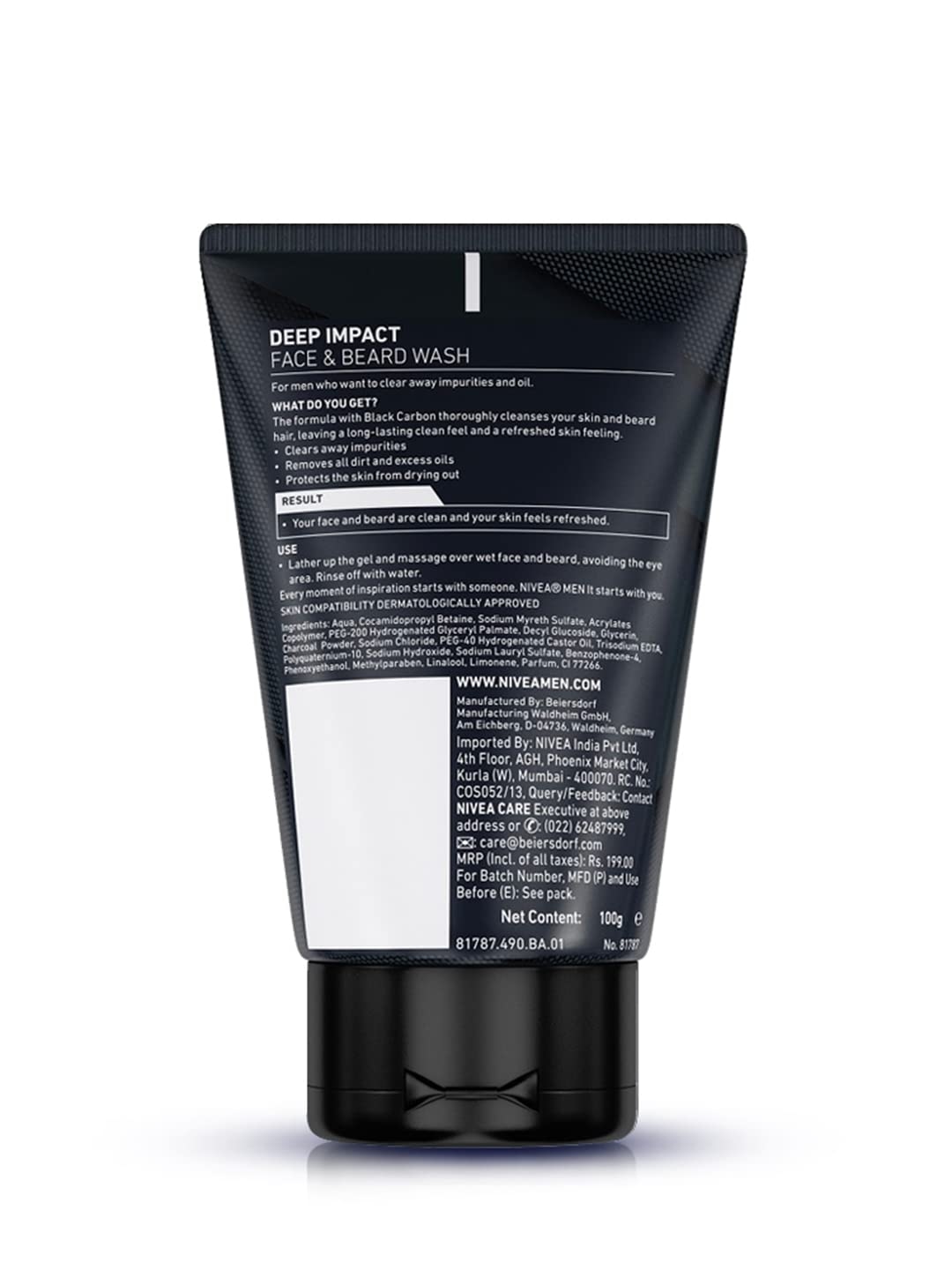 NlVEA Men Deep Impact Intense Clean Face & Beard Wash - 100 ml 6