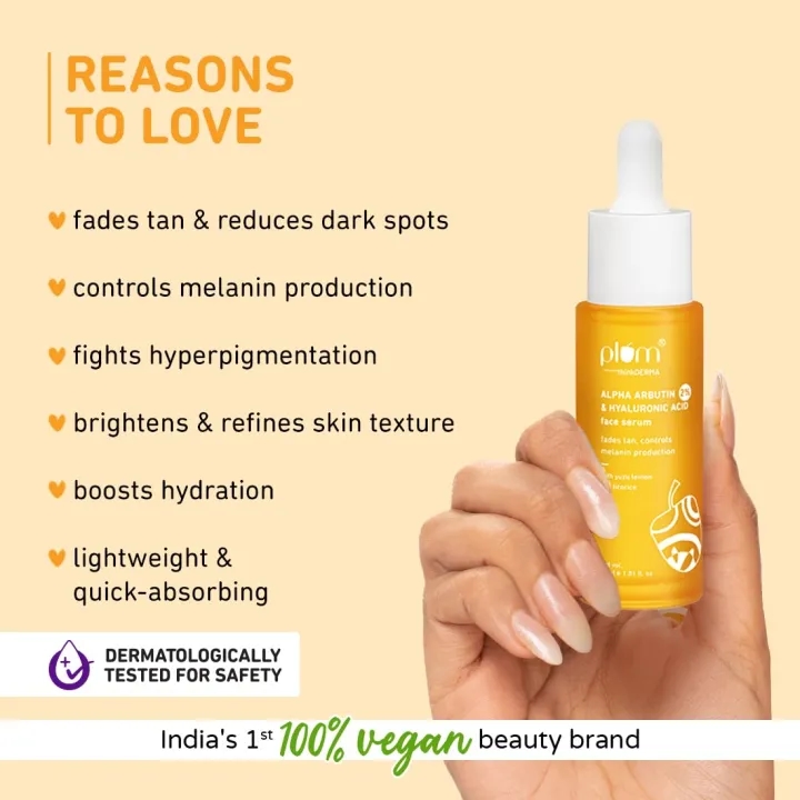 Plum 2% Alpha Arbutin & Hyaluronic Acid Face Serum With Yuzu Lemon (30ml) 3