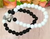Magnetic Couple's Bracelet Set Black And White