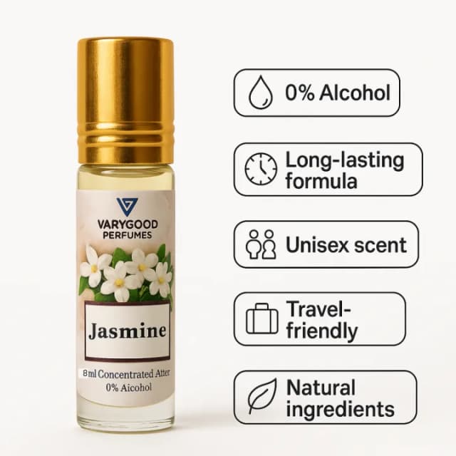 VaryGood Perfumes Jasmine Attar Roll On – 8ml Alcohol-Free Concentrated Perfume for Men & Women | Long Lasting Natural Floral Fragrance Ratings 37