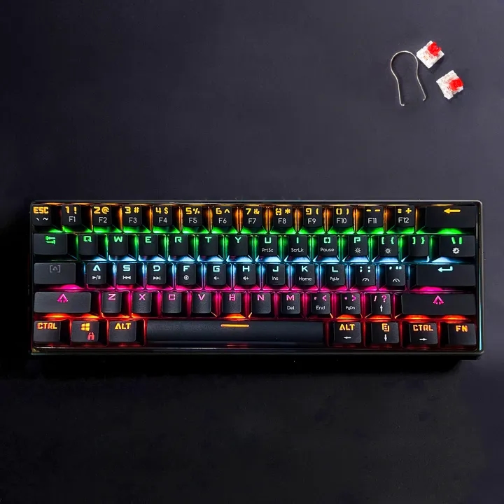Bajeal Red Switch Hotswappable Mechanical Red Switch Gaming Keyboard 61 Keys Rainbow RGB - HJK682 2