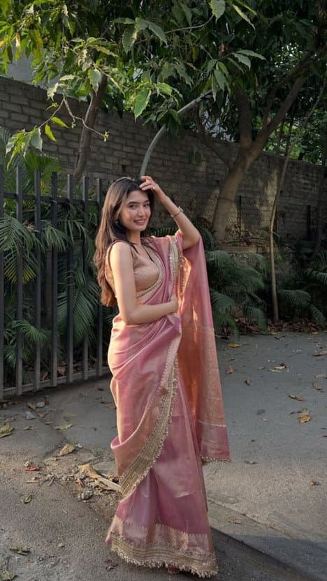 Shivshakti Collection Satin silk saree with beautiful flower work Blouse 1