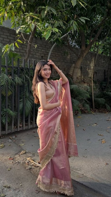 Shivshakti Collection Satin silk saree with beautiful flower work Blouse 2