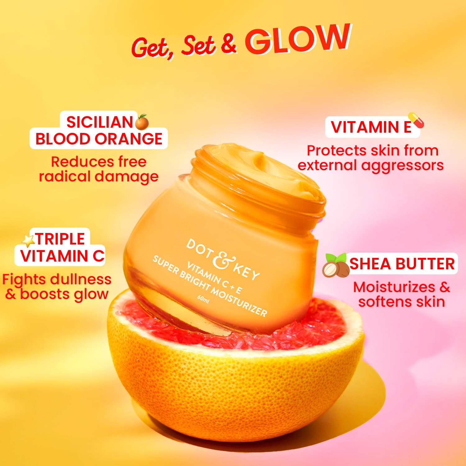 Dot & Key Vitamin C + E Sorbet Super Bright Moisturizer For Face | Vitamin C Face Moisturizer|Reduces Skin Dullness|Oil Free & Lightweight | For All Skin Types | 60Ml 4