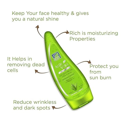 Astaberry Aloe Vera Gel - Skin Healing Gel Face & Body | Sun & Pollution Damages | Reduces acne | blemishes & scars | Unclogs the pores| 100 ml (Pack of 2) 2