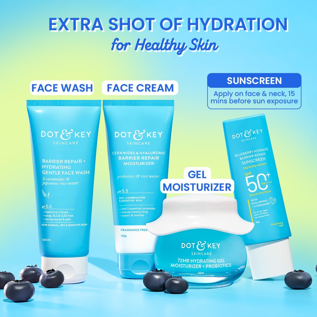 Dot & Key Blueberry Hydrate Barrier Repair Sunscreen Spf 50+,Pa++++|For Dry&Sensitive Skin|Non - Greasy Finish|No White Cast|Uv & Blue Light Protection|Broad Spectrum|For Women&Men|50G, 1 Count 3