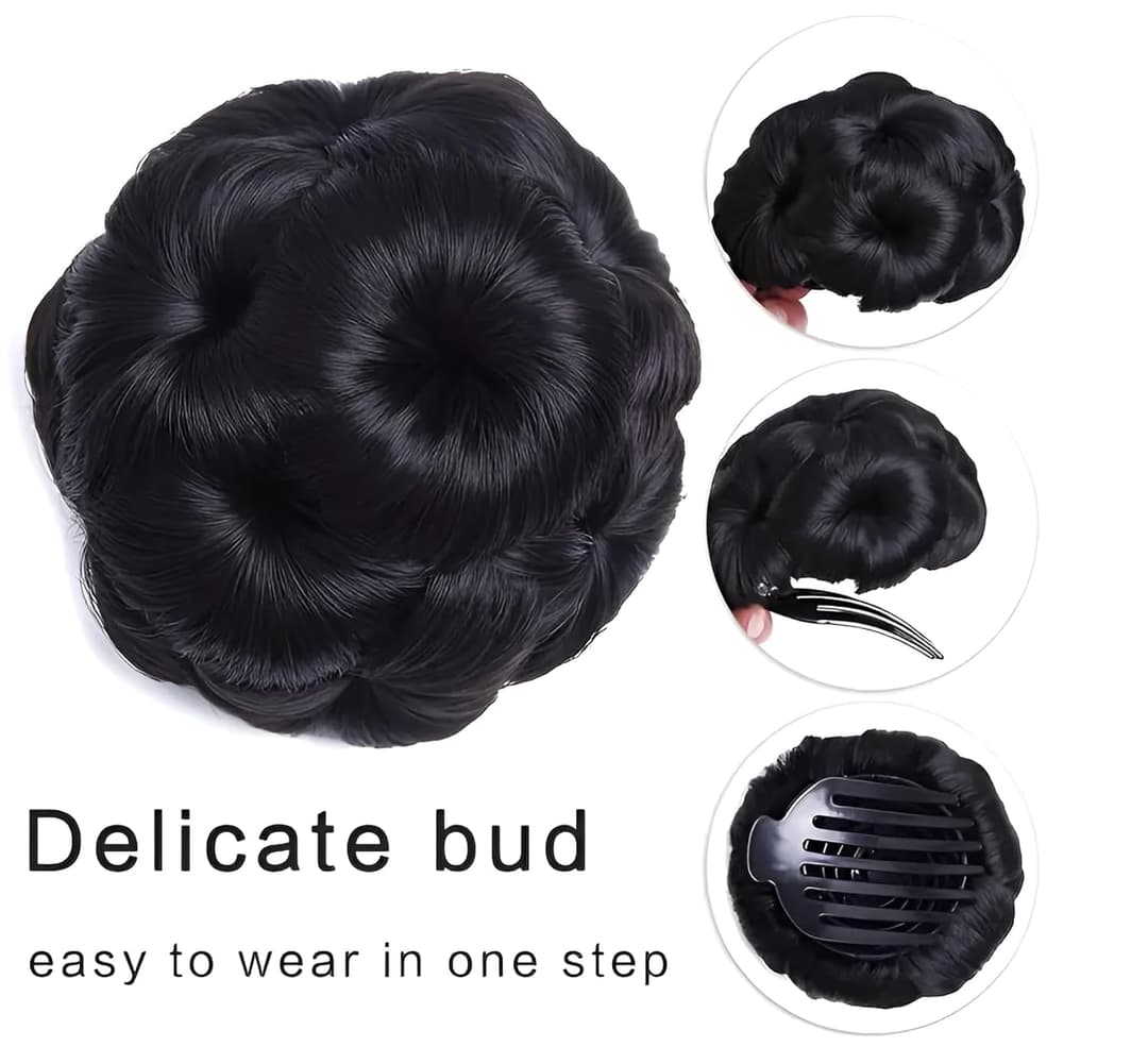 Elegant Rose Flower Bun Synthetic Hair Extension Chignon 2