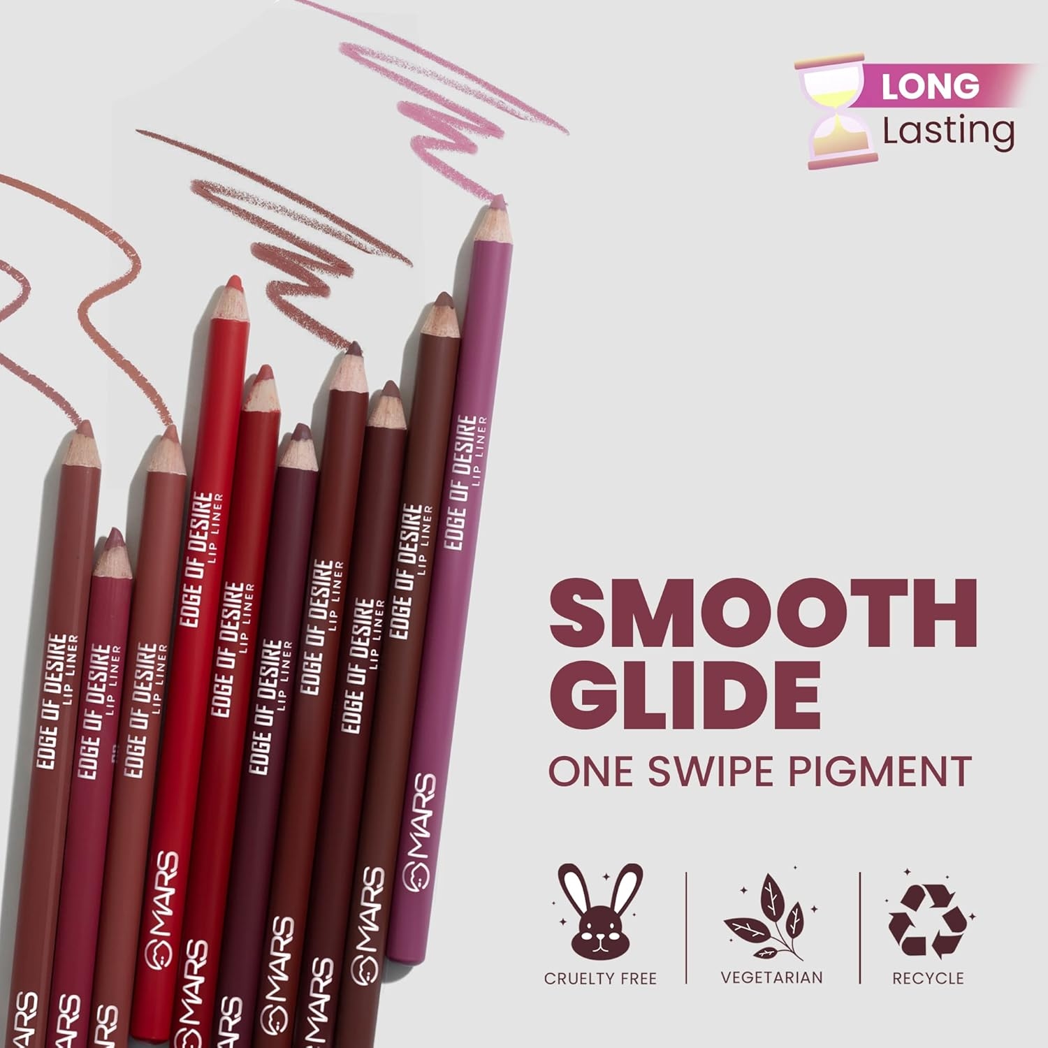 MARS Matte Lip Liner | One Swipe Smooth Application | Long Lasting Lip Pencil 4