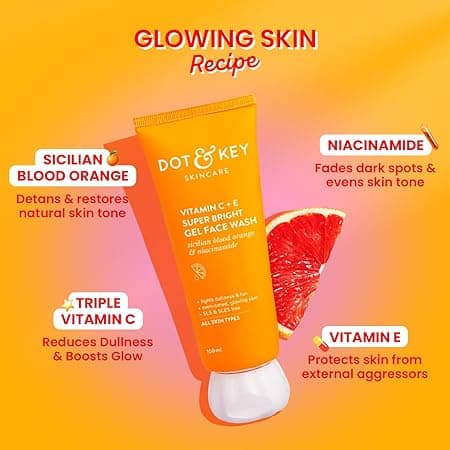 Dot & Key Vitamin C+E Super Bright Sunscreen Spf 50 Pa+++ - 50g & Dot & Key Vitamin C + E Super Bright Gel Face Wash | For Normal Skin | Skin Care Combo | For Women & Men 3