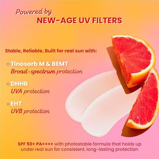 Dot & Key Vitamin C + E Super Bright Sunscreen In-Vivo Tested SPF 50+ PA++++ With New-Age UV Filters, Water-Light Fluid, Boosts Glow, Reduces Dullness & Dark Spots, Checks Tanning, No White Cast| 50G,Pack Of 1 4