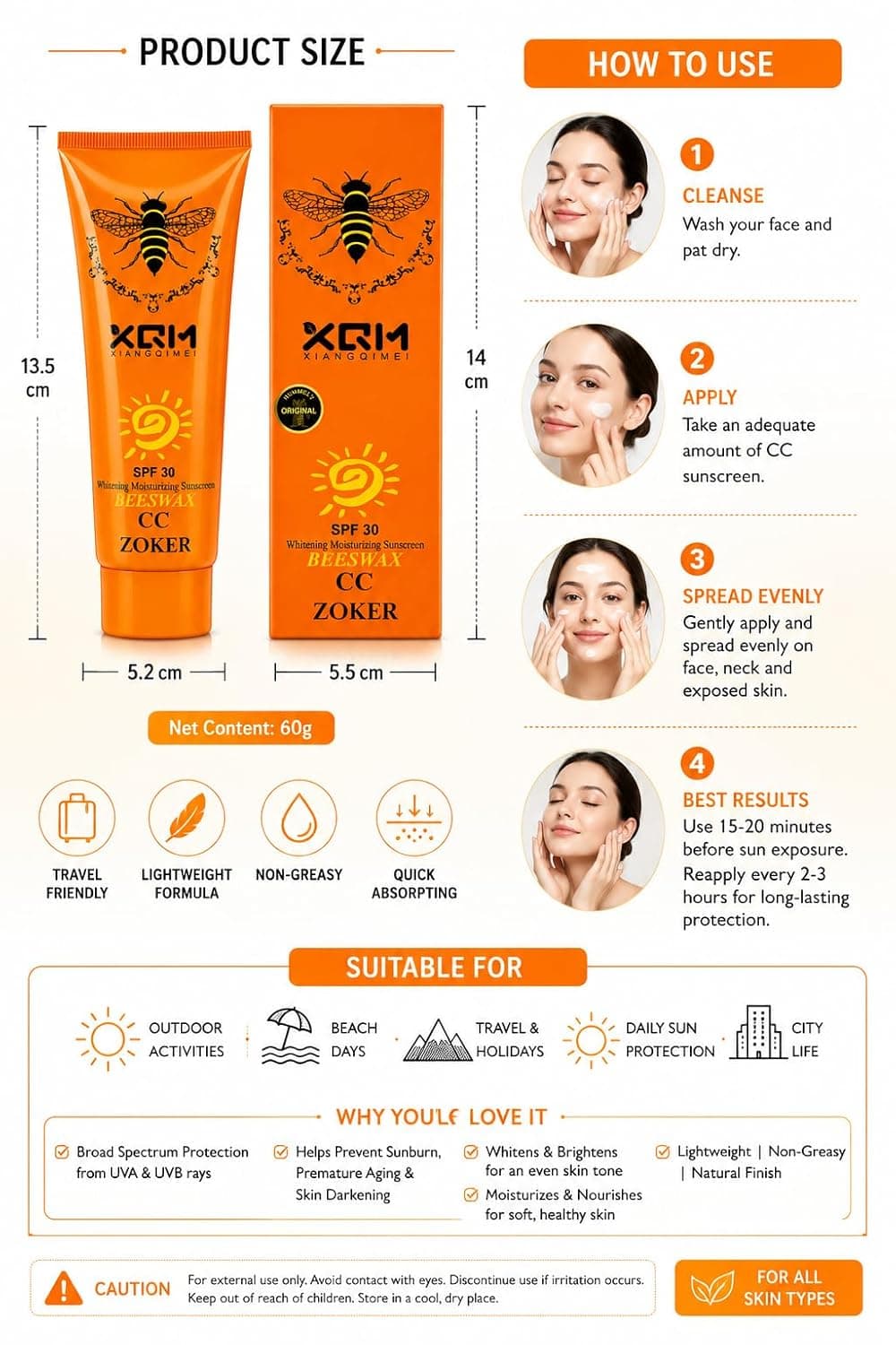 BEEWAX WHITENING MOISTURIZING SUNSCREEN SPF 30 CC 3