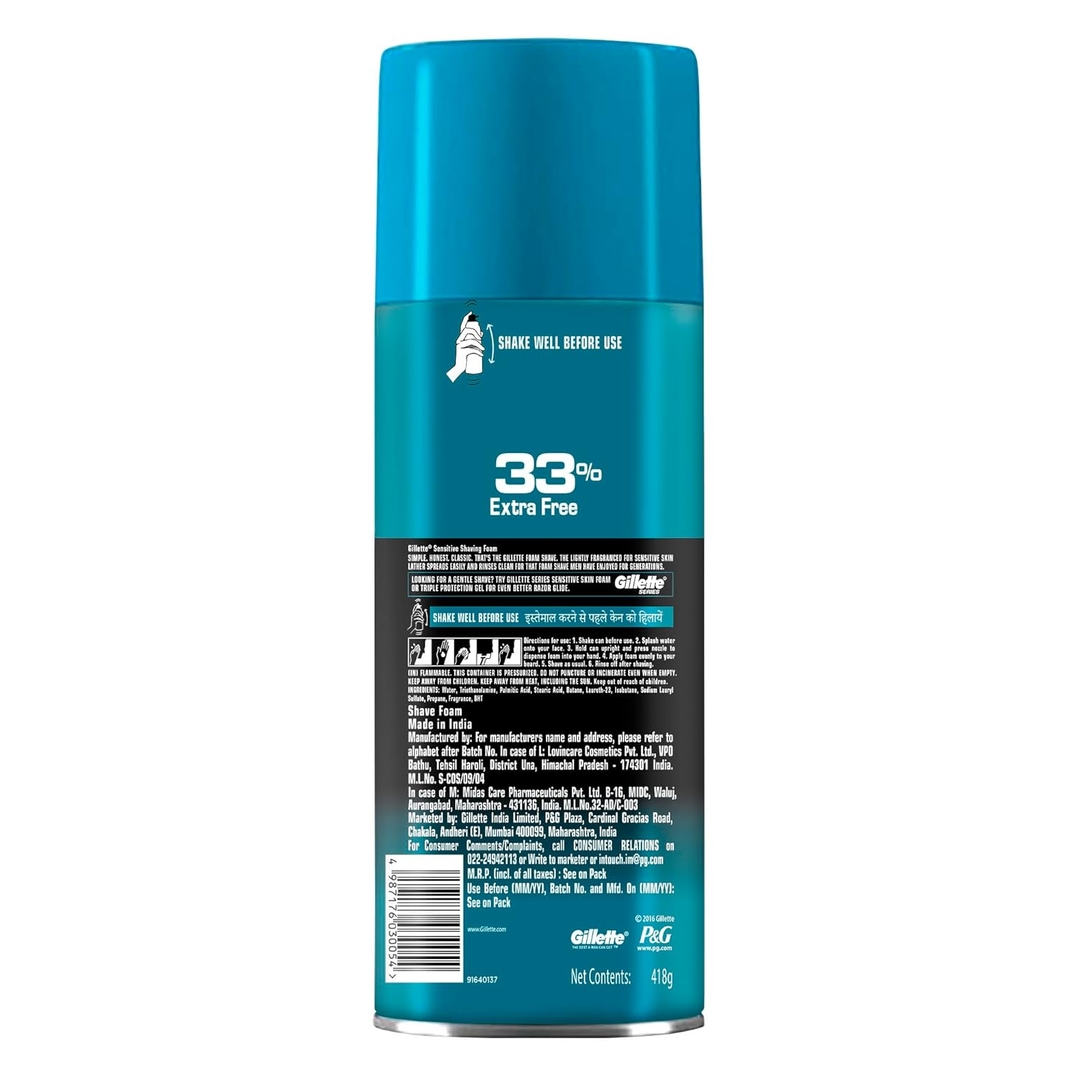 GlLLETTE Classic Sensitive Shave Foam - 418g 7