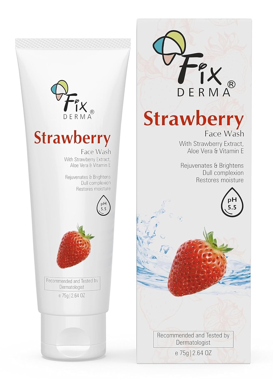 FlXDERMA Strawberry Face Wash with Vitamin E & Strawberry Extract (75g) Ratings 1 1