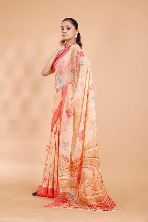 Floral Print Georgette Siroski Work Saree 3