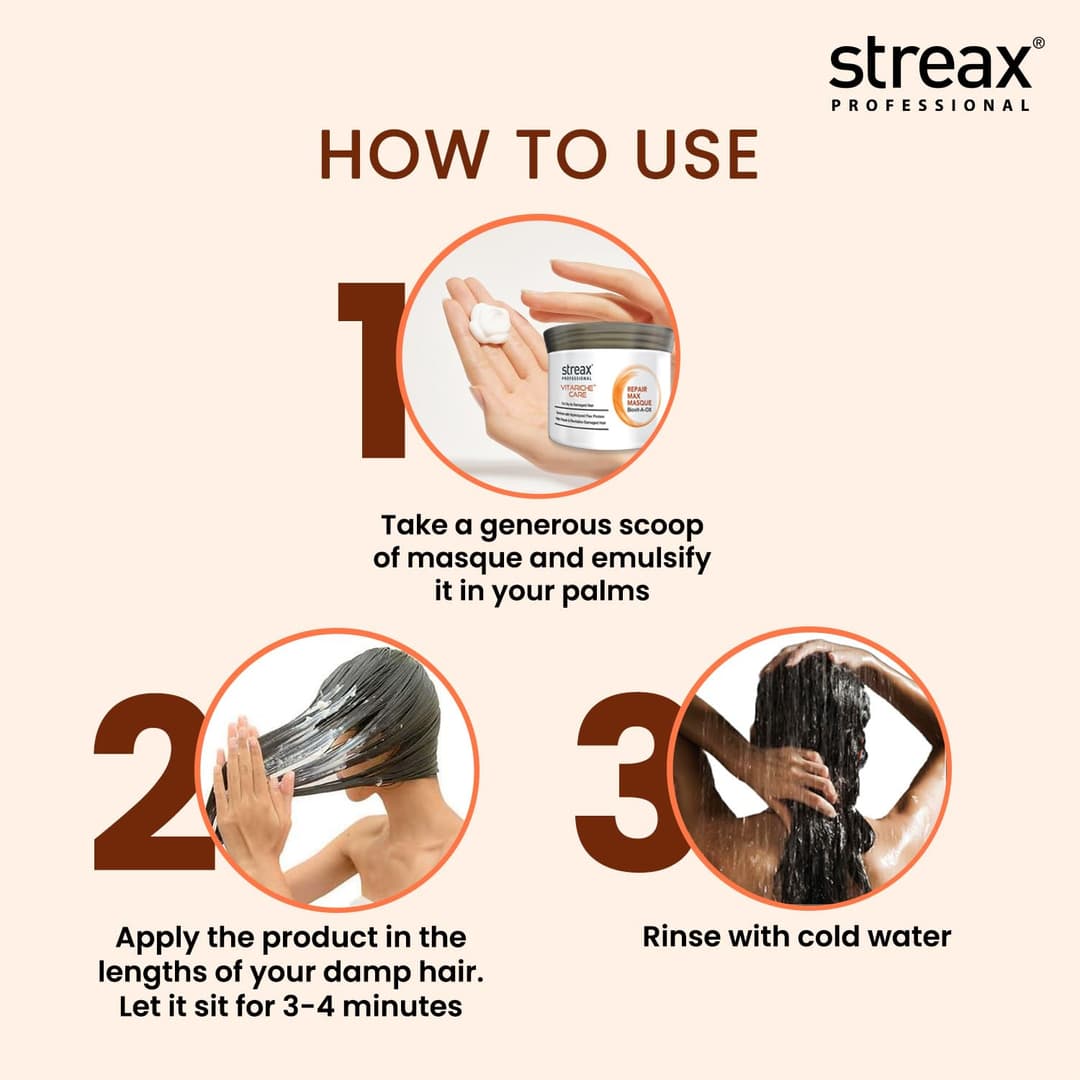 Streax Professional Vitariche Care Repair Max Masque - 500g 4