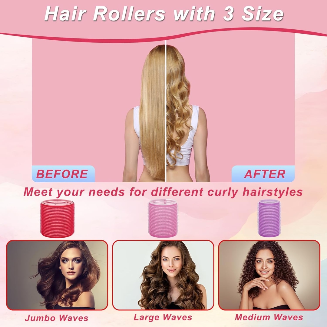 multi-colored 6 Pcscself-grip velcro hair rollers With 3pcs hair clips 5