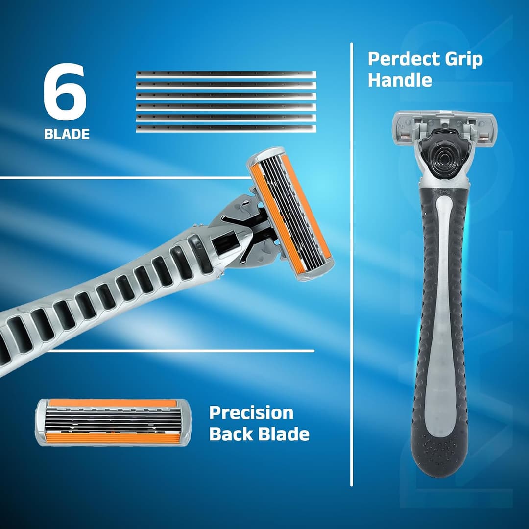 Wetell 6-Blade Disposable Razor for Men with 10 Extra Cartridges Refill Pack 1