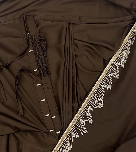 Awafu Women's Ready to Wear Coffee Satin Silk 1 Minute Pre Pleated Indian Saree With Unstiched Blouse 4