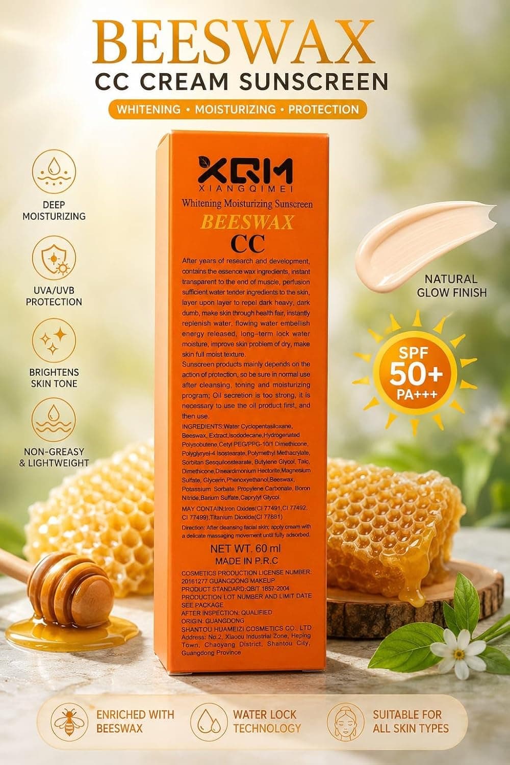 BEEWAX WHITENING MOISTURIZING SUNSCREEN SPF 30 CC 2